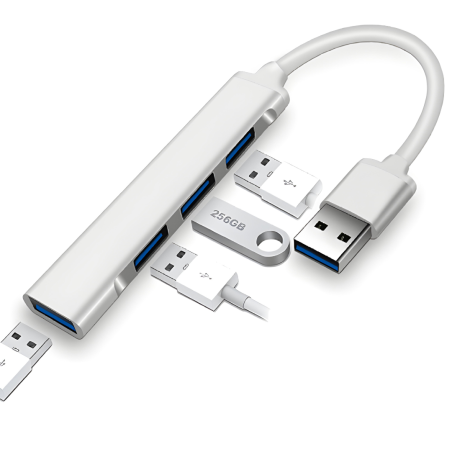 HUB Type-C 4 en 1 pour Ordinateur Portable 1 Port USB 3.0 + 3 Ports USB 2.0 - Argenté — ECO · Smarty Paris 18e